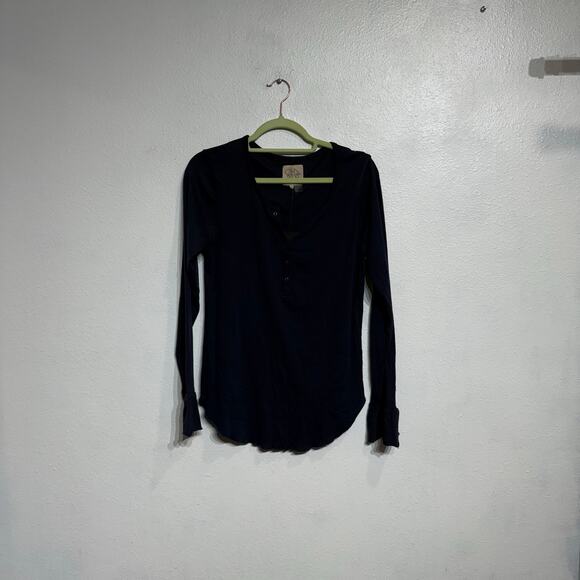 Chaser Navy Long Sleeve Henley Top Sz M NWT - Picture 2 of 12